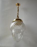 Flush Acorn cut- glass shade ceiling lamp