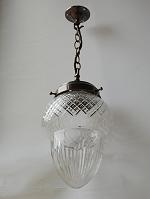 Flush Acorn cut- glass shade ceiling lamp