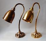 Ornate swan neck table lamp with spun brass shade