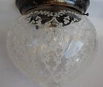 Flush large acid etched-glass ornate ceiling fitting in antique finish 