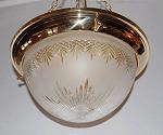 Large hanging lamp with cut-frosted glass bowl