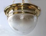 Large hanging lamp with cut-frosted glass bowl