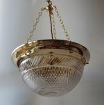 Plain solid cast brass fitting with cut-glass bowl 