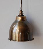 Large spun brass shade with cord-grip ceiling lamp