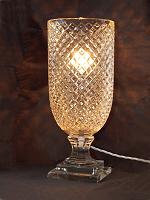 Diamond-cut glass vase lamp
