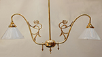 Cast Art Nouveau design two arm pendant lamp