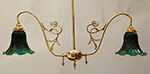 Cast Art Nouveau design two arm pendant lamp