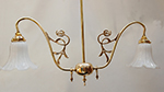 Cast Art Nouveau design two arm pendant lamp