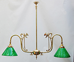 Large swan neck ornate design two arm pendant lamp