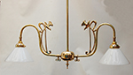 Large swan neck ornate design two arm pendant lamp
