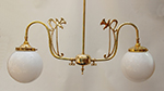 Large swan neck ornate design two arm pendant lamp