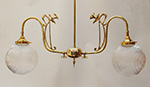 Large swan neck ornate design two arm pendant lamp