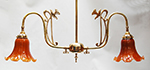 Large swan neck ornate design two arm pendant lamp
