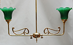 Single curve ornate design two arm pendant lamp