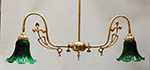 Swan neck Art Nouveau design two arm pendant lamp