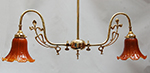 Swan neck Art Nouveau design two arm pendant lamp